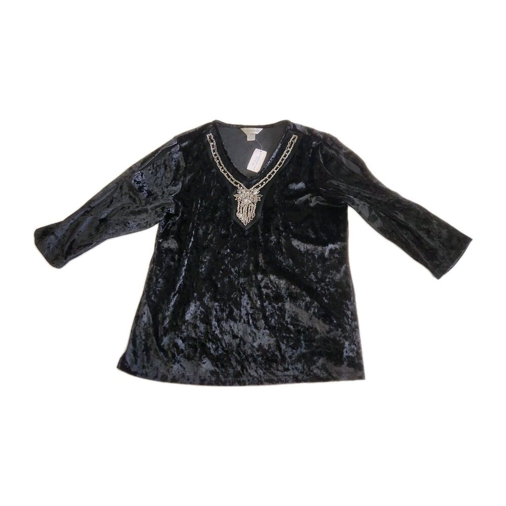 Christopher & Banks Black Crush Velvet Stevie Nicks Style Whimsygoth Witchy SZ L